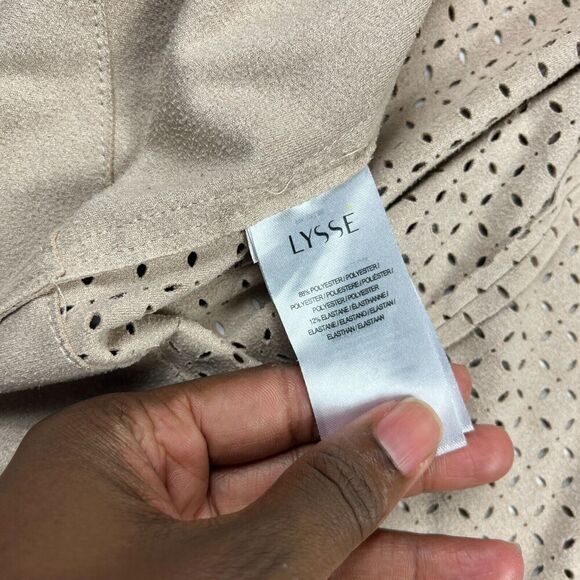 Lysse Womens Faux Suede Moto Jacket Beige Casual Chic Long Sleeve Open Front XS - Picture 8 of 10